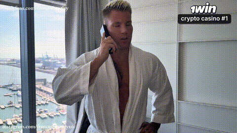 hotel masseur Frances Bentley gives French stud FilouFitt a massage with a VERY .gif