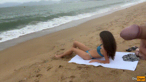 Babe Can I Cum On Your Tits_ - Public Cock Flashing On The Beach_p60.gif