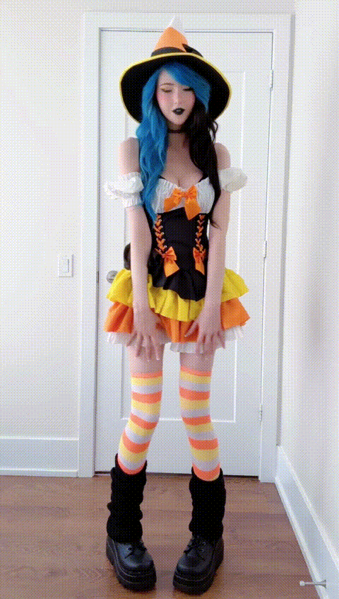 Halloween Candy Corn Witch Creams All Over Fat Dildo!_p5.gif